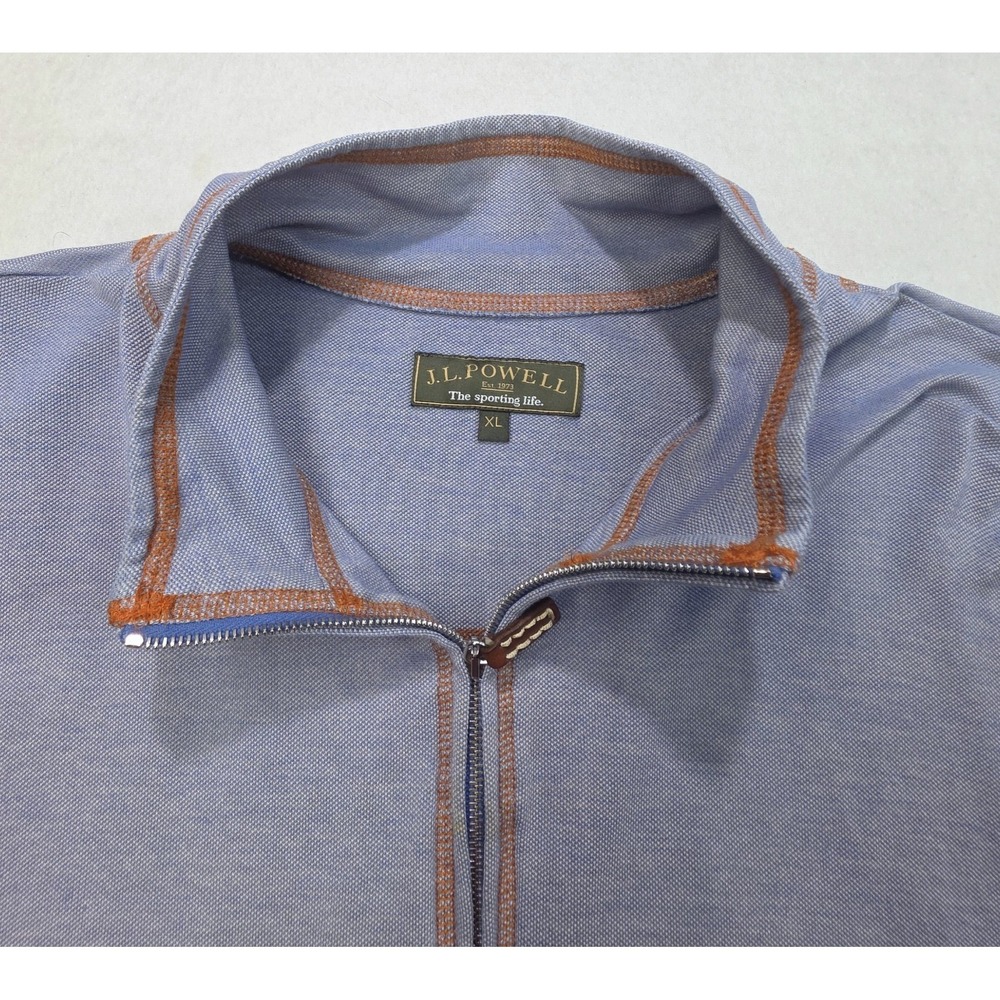 J.L. Powell Pullover Shirt Pullover Men's XL Blue 1/4 Zip Sleeve Pocket - Picture 11 of 12